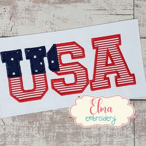 USA Flag 4th of July - Applique Embroidery - 4x4 5x7 6x10 7x12 - USA Embroidery - Machine Embroidery Design