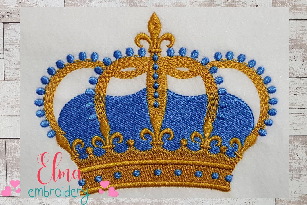 Royal Crown Fill Stitch 3x3 4x4 5x4 Machine Embroidery Design King