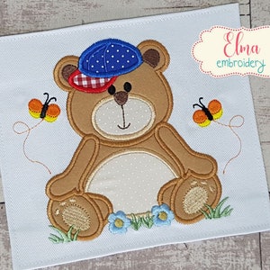 Teddy Bear Boy - Design de bordado à máquina - Bordado de apliques - Bordado de animais - 4x4 5x5 6x6 7x7