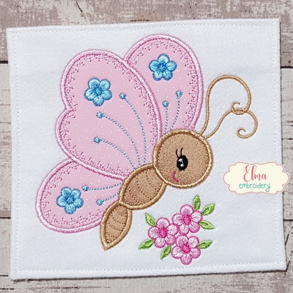 Cute Butterfly -  Machine Embroidery Design - Applique Embroidery - Animal Embroidery - 4x4 5x4 5x5 6x6 - Cute Butterfly with Hearts