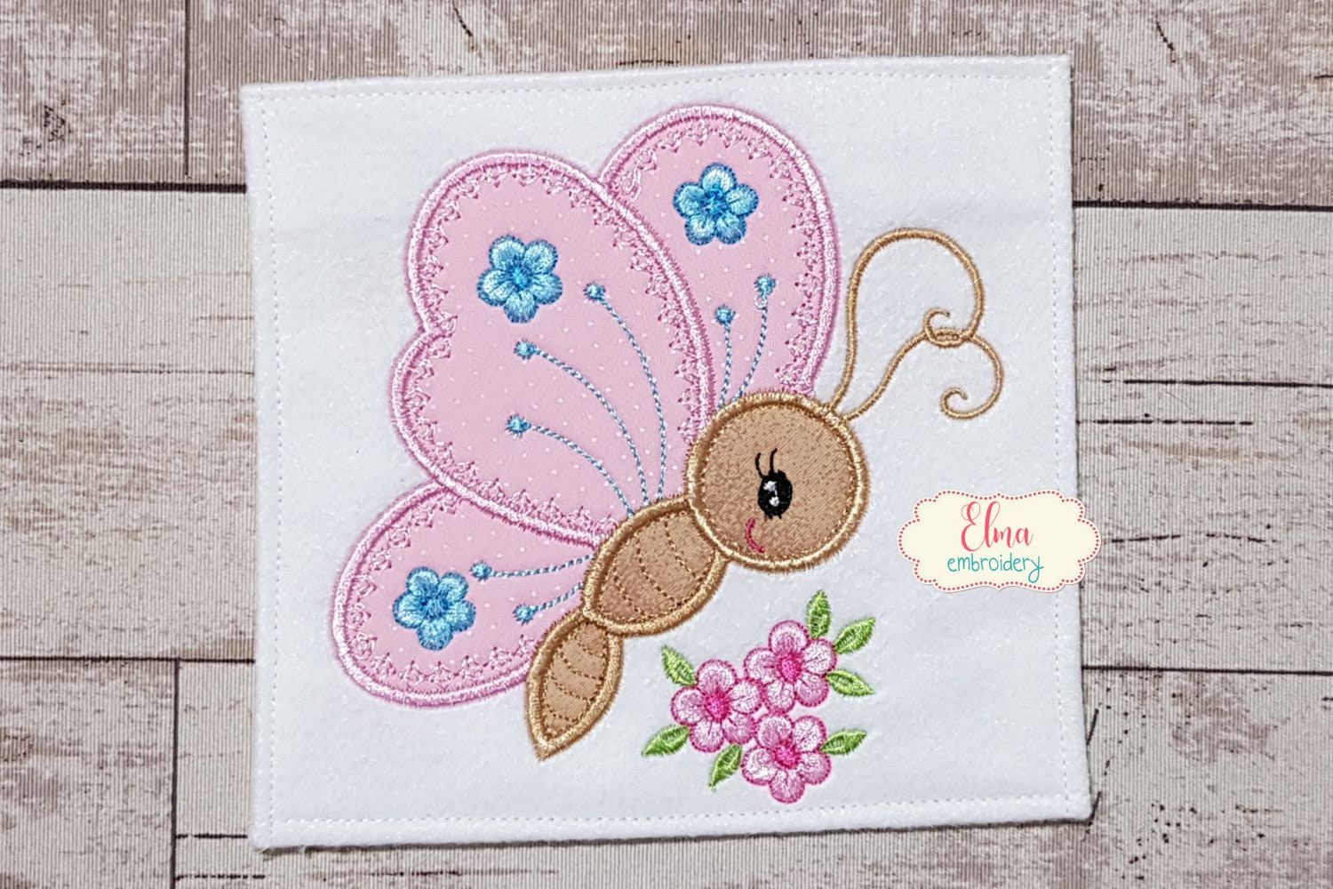 かわいい蝶 - 機械刺繍デザイン - アップリケ刺繍 - 動物刺繍