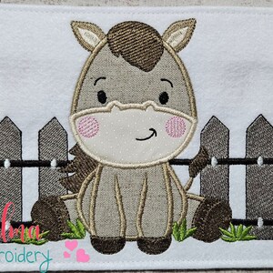 Horse Boy and Fence - Machine Embroidery Design - Applique - Animal Embroidery Design - 4x4 5x4 5x7 5x8 6x10 7x12 - Farm Animal Embroidery