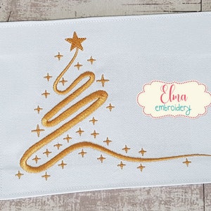 Curly Christmas Tree and Stars - Fill Stitch embroidery design - 4x4 5x7 6x10 7x12 - Christmas Embroidery - Machine Embroidery Designs