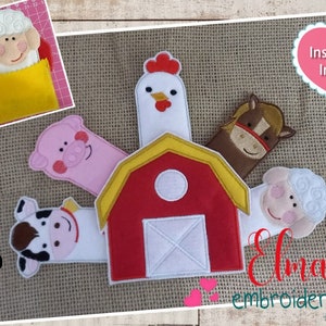 Farm Animals Finger Puppets ITH Project - Applique - 4x4 - Animals Embroidery - Machine Embroidery Design - Instructions Included