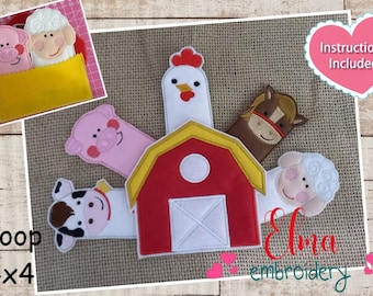 Farm Animals Finger Puppets ITH Embroidery Design (4x4)