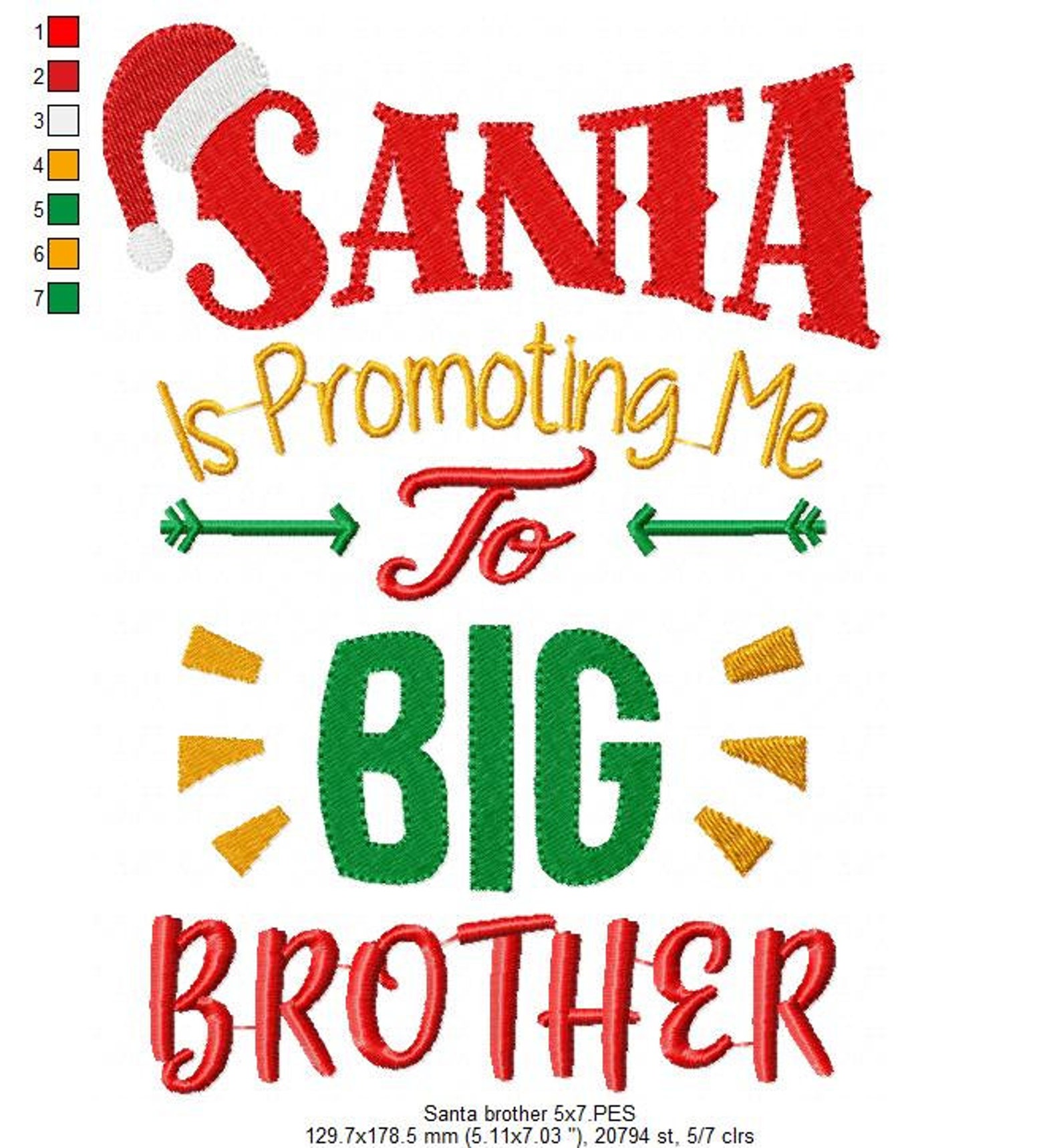 Santa is Promoting Me to Big Brother Fill Stitch Embroidery Etsy
