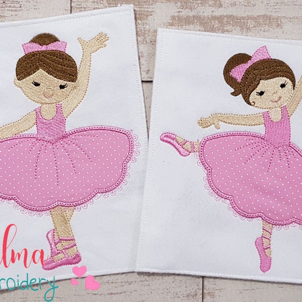 Ballerinas Dancing - Applique - 4x4 5x4 5x7 5x8 6x10 7x12 - Machine Embroidery Design - Ballerina Embroidery - Ballerina Designs Pattern