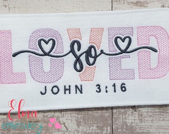 So Loved Christian Embroidery Design: Easter Fill Stitch (Digital Download)
