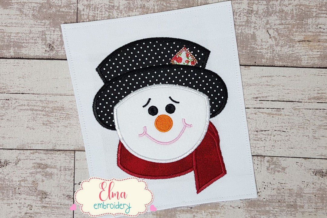 Snowman Applique Embroidery Design 4x4 5x5 6x6 7x7 Etsy