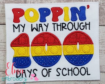 100 Days of School Applique Embroidery Design (Digital Download)