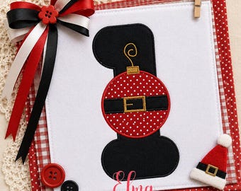 Santa Ornament Number One Applique Embroidery Design (Digital Download)