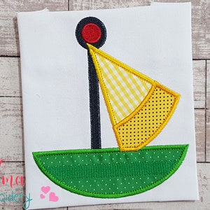 Little Sail Boat - Applique Embroidery Design - 4x4 5x5 6x6 7x7 - Machine Embroidery Design - Boat Embroidery