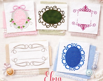 Stickrahmen Sammlung: 50 Monogramm Bordüren Elegant Blumen Vintage Rahmen Set (Digitaler Download)