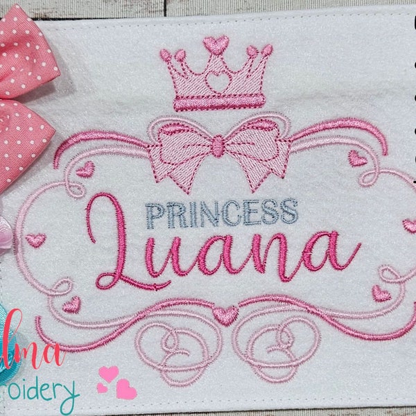 Princess Crown Frame - Fill Stitch - 4x4 5x4 5x7 5x8 6x10 7x12 - Machine Embroidery Design - Frame Embroidery - Baby Girl Embroidery