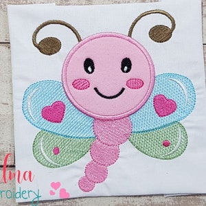Cute and Happy Butterfly -  Machine Embroidery Design - Applique - Animal Embroidery - 4x4 5x5 6x6 7x7 - Butterfly Applique - Insect Designs