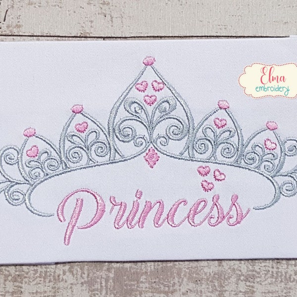 Princess Tiara - Fill Stitch Embroidery - 4x4 5x4 5x7 5x8 6x10 7x12 - Machine Embroidery Design - Princess Embroidery - Crown Embrooidery