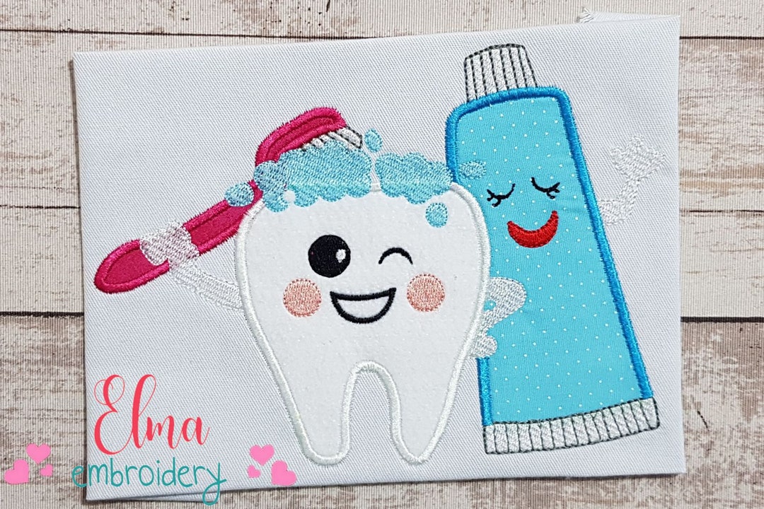 Brush Your Teeth Machine Embroidery Design Applique Dentist Embroidery