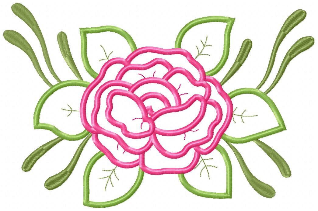 Spring Rose Flower Applique Embroidery Design 4x4 5x4 5x7 Etsy