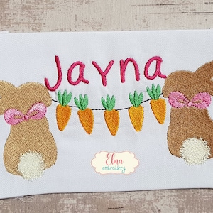 Coelhinha da Páscoa com cenouras - Desenho de bordado à máquina - Bordado com ponto de preenchimento - Desenho de bordado de animais - 4x4 5x4 5x7 5x8 6x10 7x12
