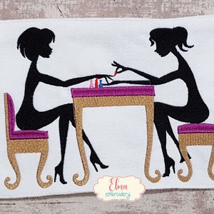 Manicure Girls Embroidery Design: Fill Stitch (5x7)