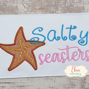 Salty Seasters - Applique Embroidery - 5x4 5x7 5x8 6x10 7x12 - Machine Embroidery Design - Sister Embroidery - Beach Sisters Embroidery