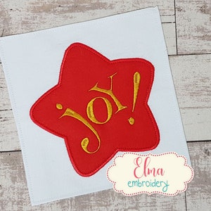 Joy Star - Applique embroidery design - 4x4 5x5 6x6 7x7 - Christmas Embroidery - Machine Embroidery Design