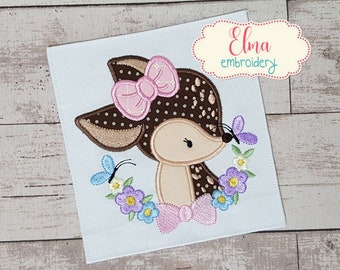 Doe Blumen - Little Deer - Bordado in Máquina - Bordado von Applikationen - Bordado von Tieren - 4x4 5x5 6x6 7x7