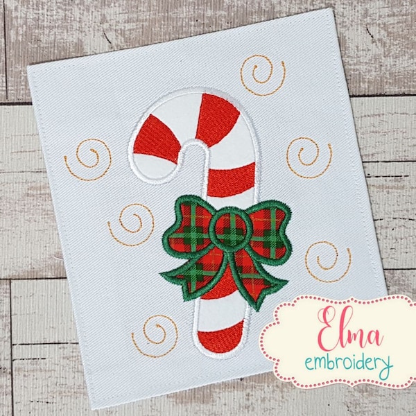 Candy Cane Applique Patch - Christmas Treat, Bow 2.25" (3-Pack, Iron O - Foto 4