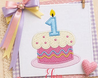 Eerste verjaardagstaart borduurontwerp babyfeestje stoffen (digitale download)