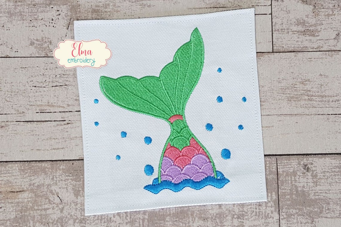 Mermaid Tail Fill Stitch Embroidery Design 4x4 5x5 6x6 Etsy