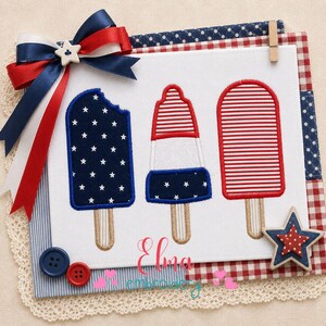 Patriotic Popsicle Applique Embroidery Design 4th of July File (Digital Download)