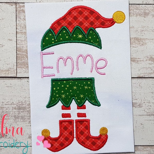 Split Elf Girl - Applique - 4x4 5x4 5x7 5x8 6x10 7x12 - Christmas Embroidery - Machine Embroidery Design - Elf Embroidery - Elf Applique