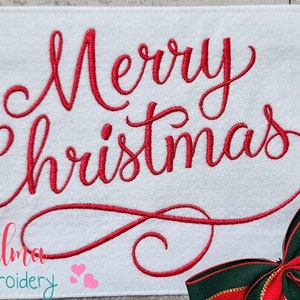 Merry Christmas Lettering Fill Stitch Embroidery Design (Digital Download)