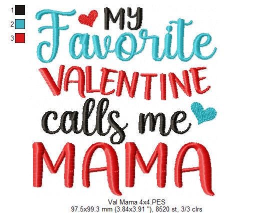 まま様 Valentine Mama Embroidery Design: My Favorite Valentine (4x4 5x5