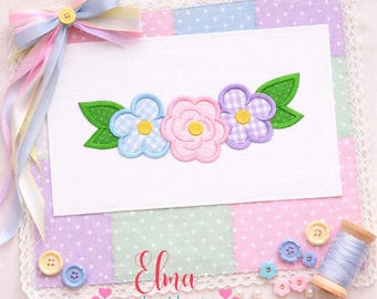 Summer Flowers Border Appliqué Embroidery Design: Floral Border Machine File (Digital Download)