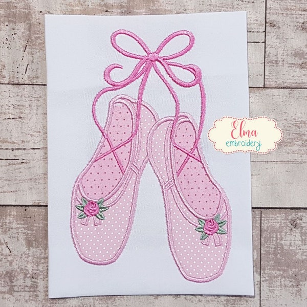 Ballerina Shoes - Applique Embroidery - 4x4 5x4 5x7 5x8 6x10 7x12 - Machine Embroidery Design - Ballerina Applique - Ballet Embroidery