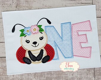 Bug 1st Birthday Applique Embroidery Design (Digital Download)
