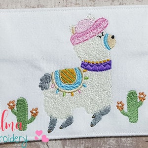 Cute Mexican Llama - Machine Embroidery Design - Fill Stitch - 4x4 5x5 6x6 7x7 8x8 - Llama Embroidery Design - Alpaca&#39;s Embroidery Design