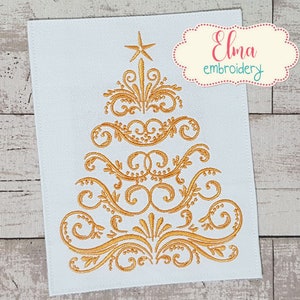 Diseño de bordado con puntada de árbol de Navidad (4x4, 5x7, 7x12) (Descarga digital)