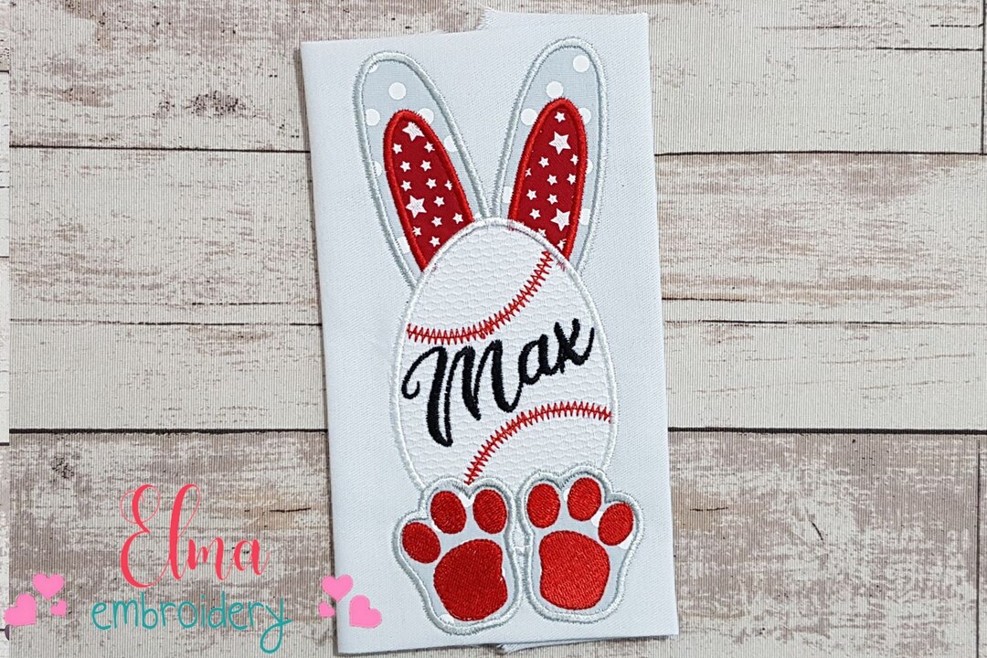 Baseball Easter Bunny Egg - Machine Embroidery Design - Applique ...