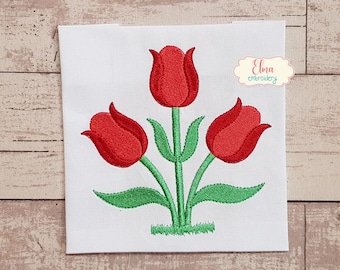 Tulips - Fill Stitch Embroidery Design - 2x2 3x3 4x4 5x5 6x6 7x7 - Machine Embroidery Design - Flower embroidery - Spring Tulips Embroidery