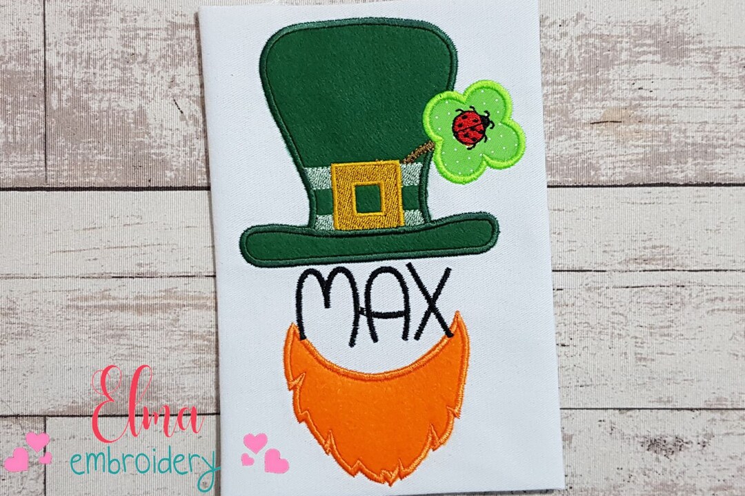 Split Leprechaun Hat and Beard Applique 4x4 5x4 5x7 5x8 6x10 7x12