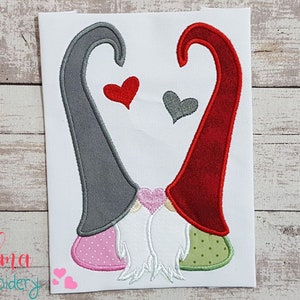 Gnomes in Love Applique - Machine Embroidery Design (Digital Download)