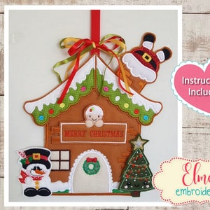 Christmas Candy House Applique: ITH Machine Embroidery Design (5x7 6x10 7x12) (Instructions Included)