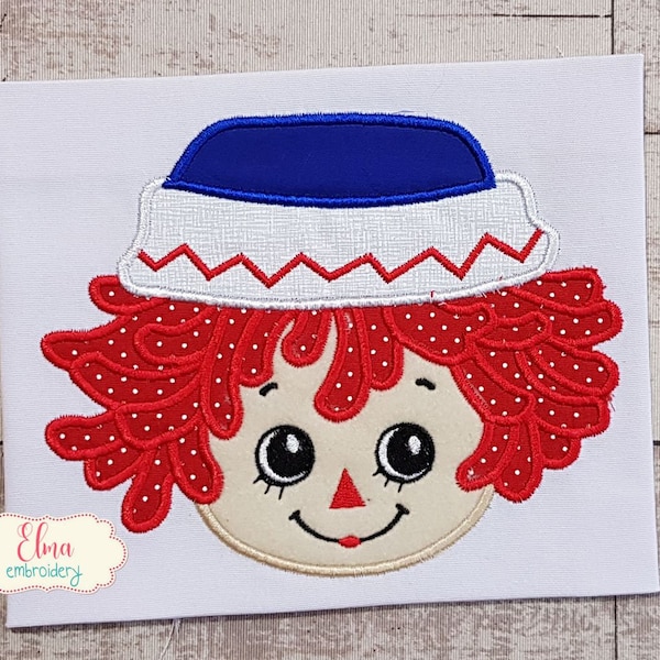 Raggedy Andy -  Applique Embroidery Design - 4x4 5x5 6x6 7x7 - Machine Embroidery Design - Raggedy Andy Embroidery Pattern