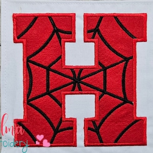 Monogram Letter H Spider Web Applique: Machine Embroidery Design (4x4 5x5 6x6 7x7)