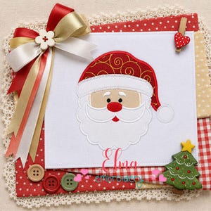 Santa Claus Face Embroidery Design Appliqué Christmas Holiday Decor (Digital Download)