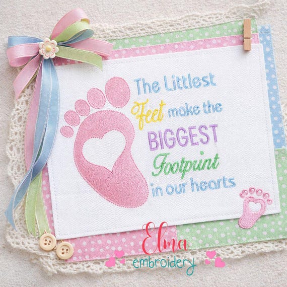 Baby Footprint Quote Embroidery Design Fill Stitch: Nursery Keepsake Machine File (Digital Download)