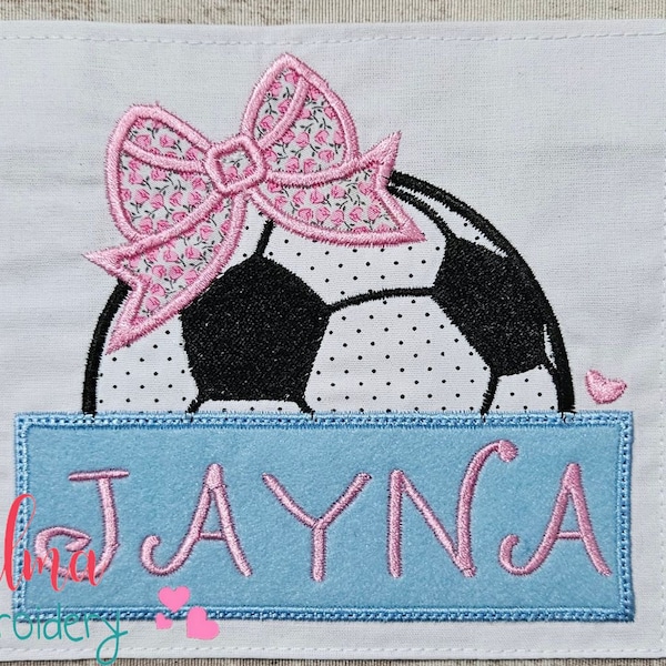 Soccer Ball Girl Banner - Applique - 4x4 5x5 6x6 7x7 - Machine Embroidery Design - Soccer Embroidery - Soccer Girl Embroidery - Soccer Ball