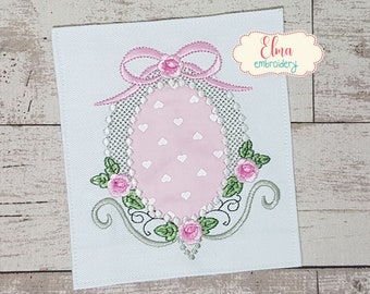 Floral Frame Applique Embroidery Design (Digital Download)